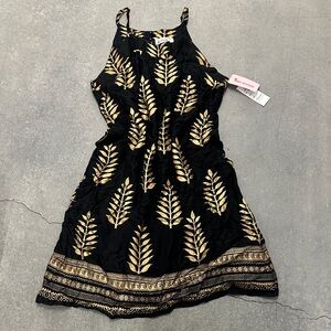 Elegant Black and Gold Midi Dress